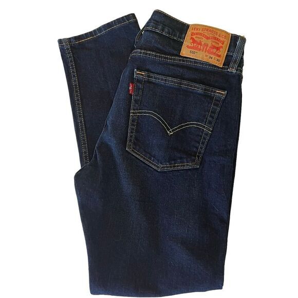 LEVI'S 510 Men's Jeans Stretch Blue 5 Pockets 99% Cotton Pre-owned Made in Egypt - Picture 4 of 16